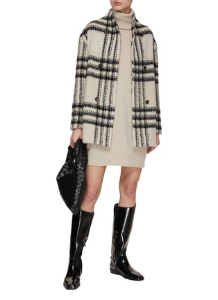 Figure View - Click To Enlarge - KITON - Stand Collar Wool Check Coat