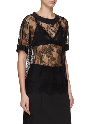 Front View - Click To Enlarge - KITON - Silk Trim Lace Top