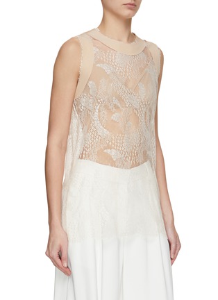 Front View - Click To Enlarge - KITON - Silk Trim Lace Tank Top