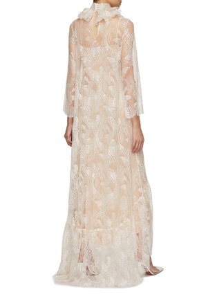 Back View - Click To Enlarge - KITON - High Collar Lace Maxi Dress
