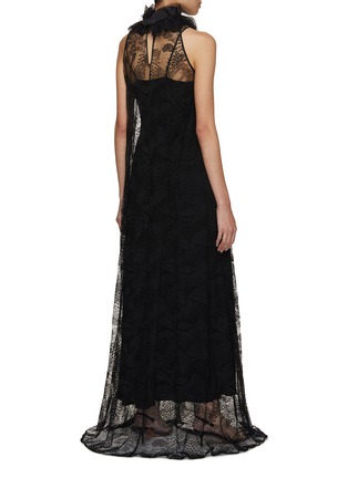 Back View - Click To Enlarge - KITON - High Collar Lace Maxi Dress