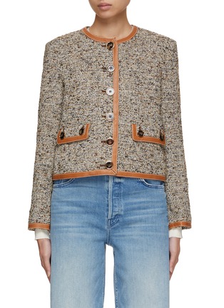 Main View - Click To Enlarge - ST. JOHN - Lea Piping Detail Melange Tweed Jacket