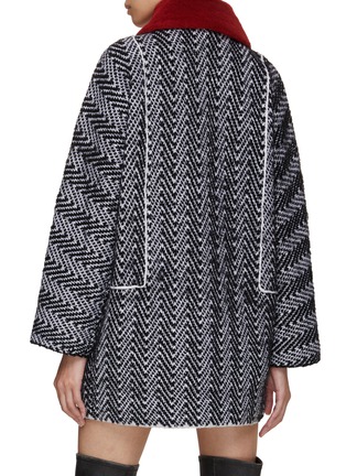 Back View - Click To Enlarge - ST. JOHN - Wide Sleeve Chevron Knit Coat