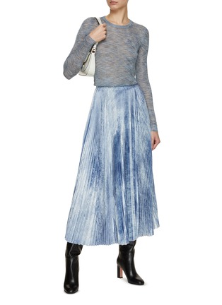 Figure View - Click To Enlarge - ERMANNO SCERVINO - Printed Denim Velvet Midi Skirt