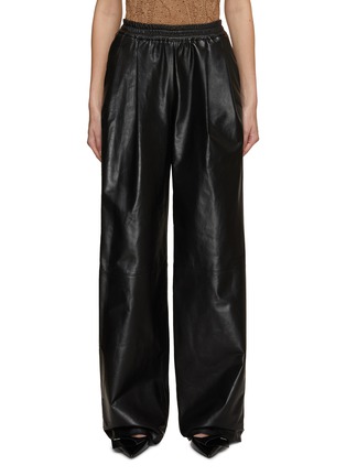 Main View - Click To Enlarge - ERMANNO SCERVINO - Elastic Waist Wide Leg Leather Pants
