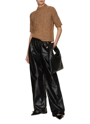 Figure View - Click To Enlarge - ERMANNO SCERVINO - Elastic Waist Wide Leg Leather Pants
