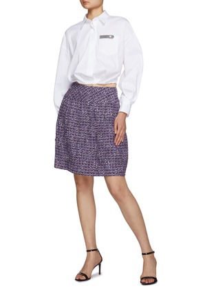 Figure View - Click To Enlarge - SOONIL - Hand Woven Pleated Tweed Skirt