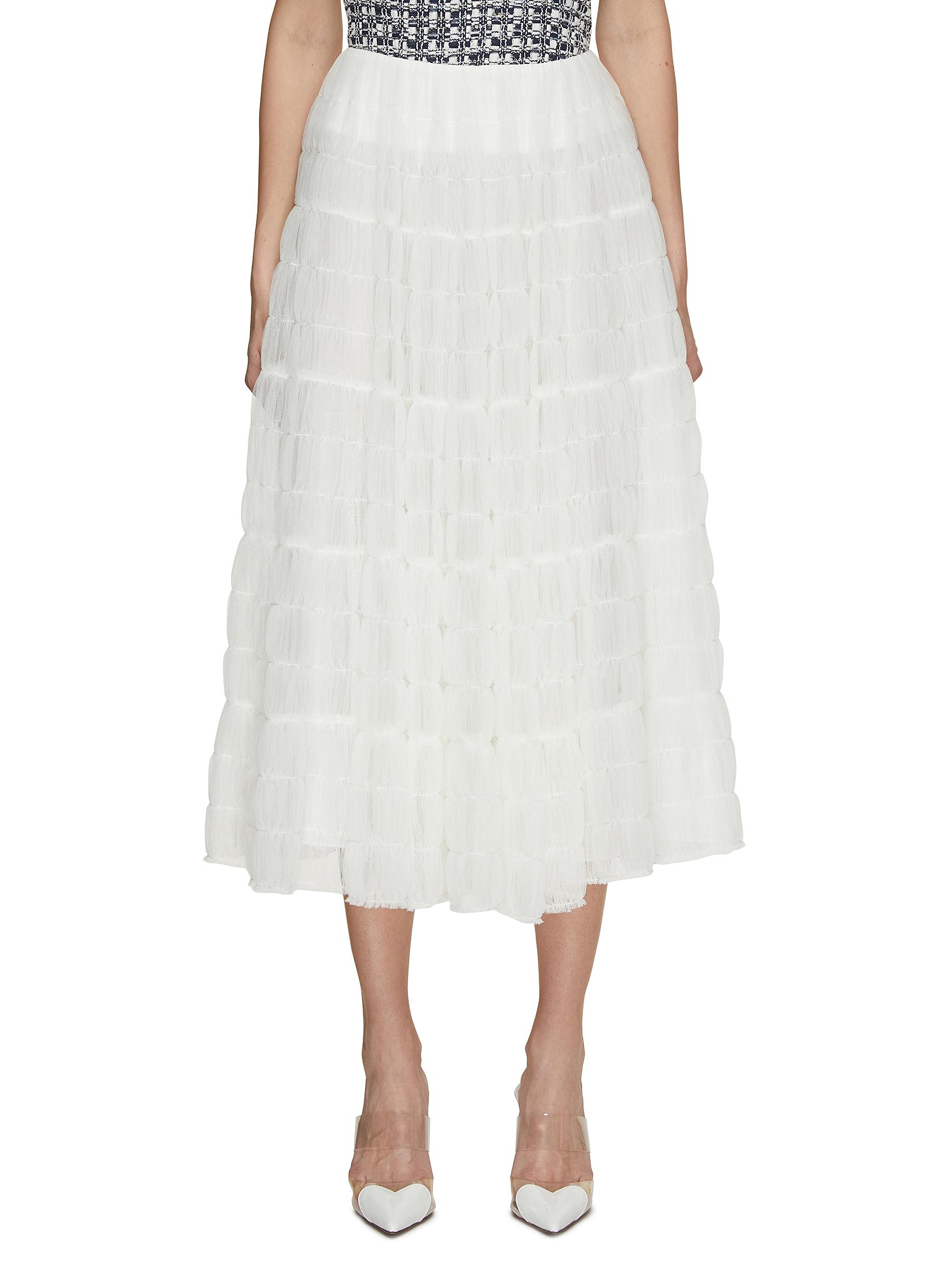 Tiered ruffle 2025 tulle midi skirt