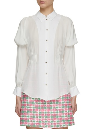 Main View - Click To Enlarge - SOONIL - Pleated Combo Silk Blouse
