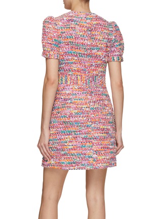 Back View - Click To Enlarge - SOONIL - Hand Woven Rainbow Tweed Mini Dress