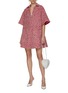 Figure View - Click To Enlarge - SOONIL - Oversized Collar Sequined Tweed Dress
