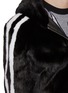  - KRUF - Striped Sleeve Hooded Mink Fur Jacket