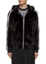Main View - Click To Enlarge - KRUF - Striped Sleeve Hooded Mink Fur Jacket