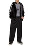 Figure View - Click To Enlarge - KRUF - Striped Sleeve Hooded Mink Fur Jacket