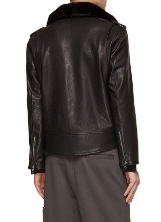 Back View - Click To Enlarge - KRUF - Mink Fur Collar Leather Biker Jacket