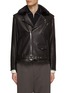 Main View - Click To Enlarge - KRUF - Mink Fur Collar Leather Biker Jacket