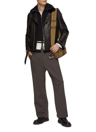 Figure View - Click To Enlarge - KRUF - Mink Fur Collar Leather Biker Jacket