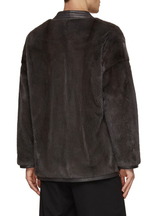 Back View - Click To Enlarge - KRUF - Leather Trim Mink Fur Kimono Jacket