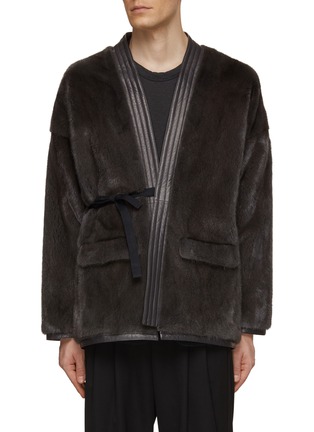 Main View - Click To Enlarge - KRUF - Leather Trim Mink Fur Kimono Jacket