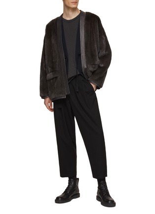 Figure View - Click To Enlarge - KRUF - Leather Trim Mink Fur Kimono Jacket
