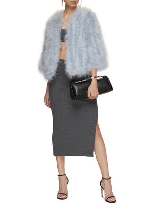 Figure View - Click To Enlarge - YVES SALOMON - Quarter Sleeve Marabou Jacket