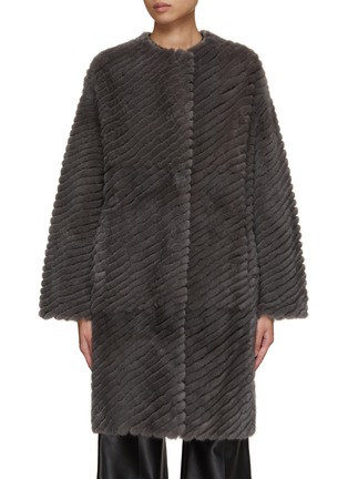 Main View - Click To Enlarge - YVES SALOMON - Asymmetric Striped Mink Fur Coat