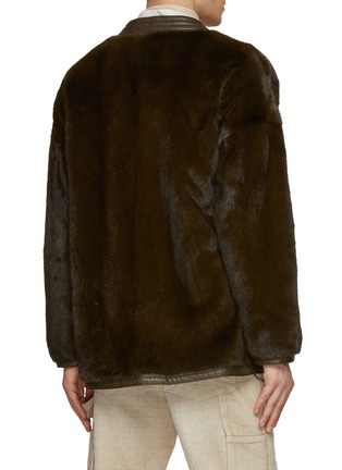 Back View - Click To Enlarge - KRUF - Leather Trim Mink Fur Kimono Jacket