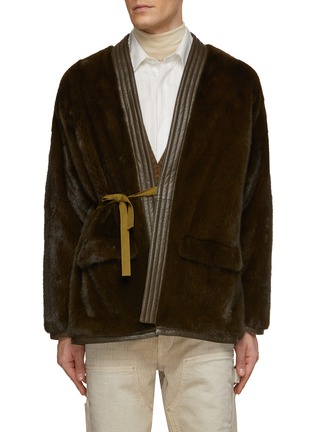 Main View - Click To Enlarge - KRUF - Leather Trim Mink Fur Kimono Jacket
