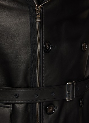  - KRUF - Fox Fur Trim Belted Leather Coat