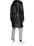 Back View - Click To Enlarge - KRUF - Fox Fur Trim Belted Leather Coat