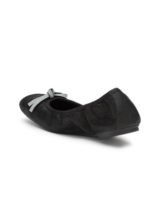  - STUART WEITZMAN - SW Bow Crystal Embellished Glazed Suede Ballerina Flats