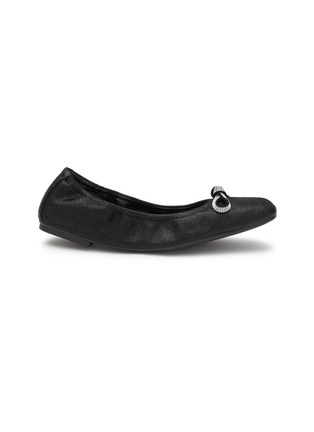 Main View - Click To Enlarge - STUART WEITZMAN - SW Bow Crystal Embellished Glazed Suede Ballerina Flats
