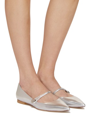 Figure View - Click To Enlarge - STUART WEITZMAN - SW Metallic Leather Mary Jane Flats