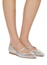 Figure View - Click To Enlarge - STUART WEITZMAN - SW Metallic Leather Mary Jane Flats
