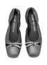 Detail View - Click To Enlarge - STUART WEITZMAN - SW Bow Crystal Embellished Glazed Suede Ballerina Flats