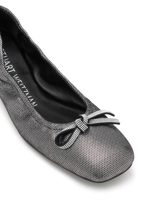 Detail View - Click To Enlarge - STUART WEITZMAN - SW Bow Crystal Embellished Glazed Suede Ballerina Flats