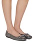 Figure View - Click To Enlarge - STUART WEITZMAN - SW Bow Crystal Embellished Glazed Suede Ballerina Flats