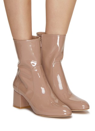 STUART WEITZMAN Flareblock 60 Patent Leather Ankle Boots DARK