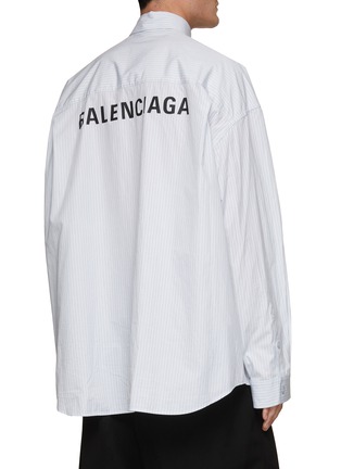 Back View - Click To Enlarge - BALENCIAGA - Logo Back Striped Poplin Shirt