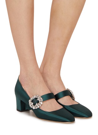 Figure View - Click To Enlarge - SJP BY SARAH JESSICA PARKER - Cosette Bis 50 Crystal Buckle Satin Mary Jane Heels