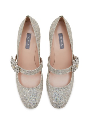 Detail View - Click To Enlarge - SJP BY SARAH JESSICA PARKER - Cosette Bis 50 Crystal Buckle Glitter Mesh Mary Jane Heels