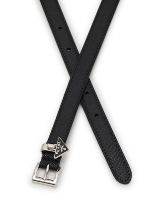 Detail View - Click To Enlarge - PRADA - Logo Plaque Saffiano Leather Belt