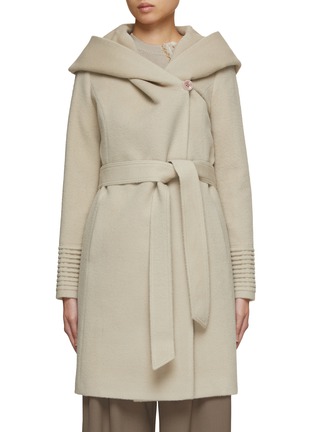 Main View - Click To Enlarge - SENTALER - Hooded Belted Wool Wrap Coat