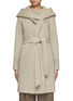 Main View - Click To Enlarge - SENTALER - Hooded Belted Wool Wrap Coat