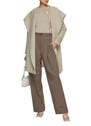 Figure View - Click To Enlarge - SENTALER - Hooded Belted Wool Wrap Coat