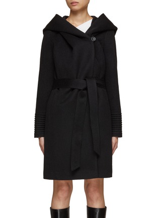 Main View - Click To Enlarge - SENTALER - Hooded Belted Wool Wrap Coat