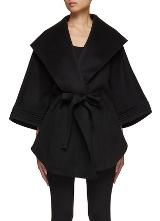 Main View - Click To Enlarge - SENTALER - Shawl Collar Belted Poncho