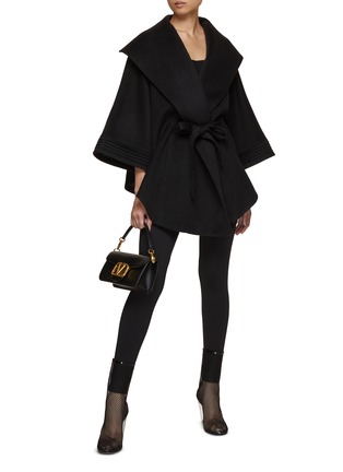 Figure View - Click To Enlarge - SENTALER - Shawl Collar Belted Poncho