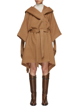 Main View - Click To Enlarge - SENTALER - Oversized Belted Hooded Poncho