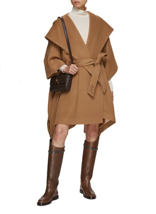 Figure View - Click To Enlarge - SENTALER - Oversized Belted Hooded Poncho